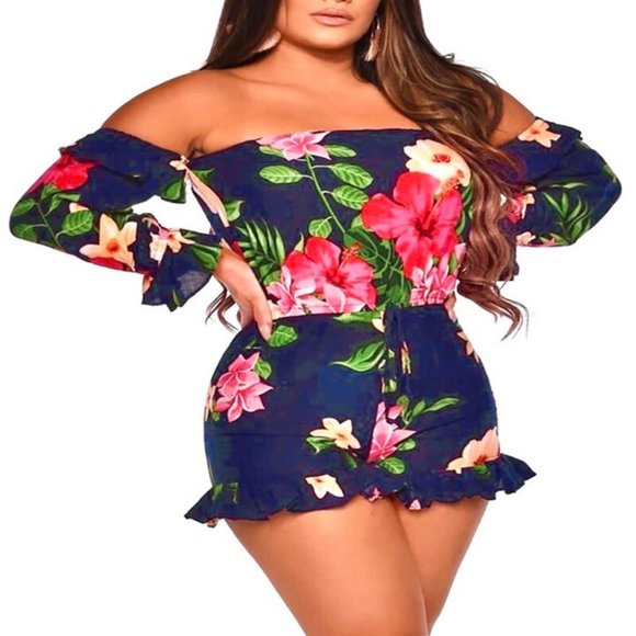 Lillian Blue Ruffle Romper - Picture 2 of 7